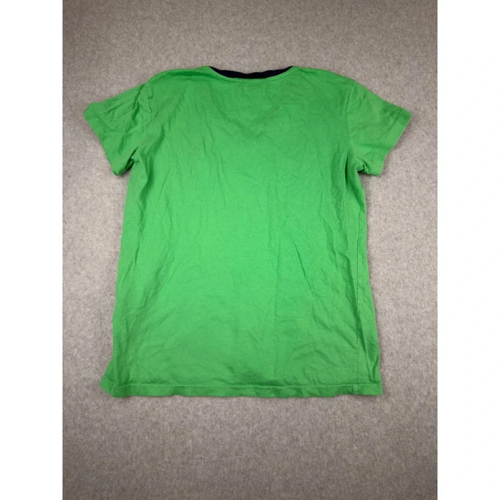 Ralph Lauren Sport Womens Y2K Green V-Neck T-Shirt Navy Pony Preppy Size S